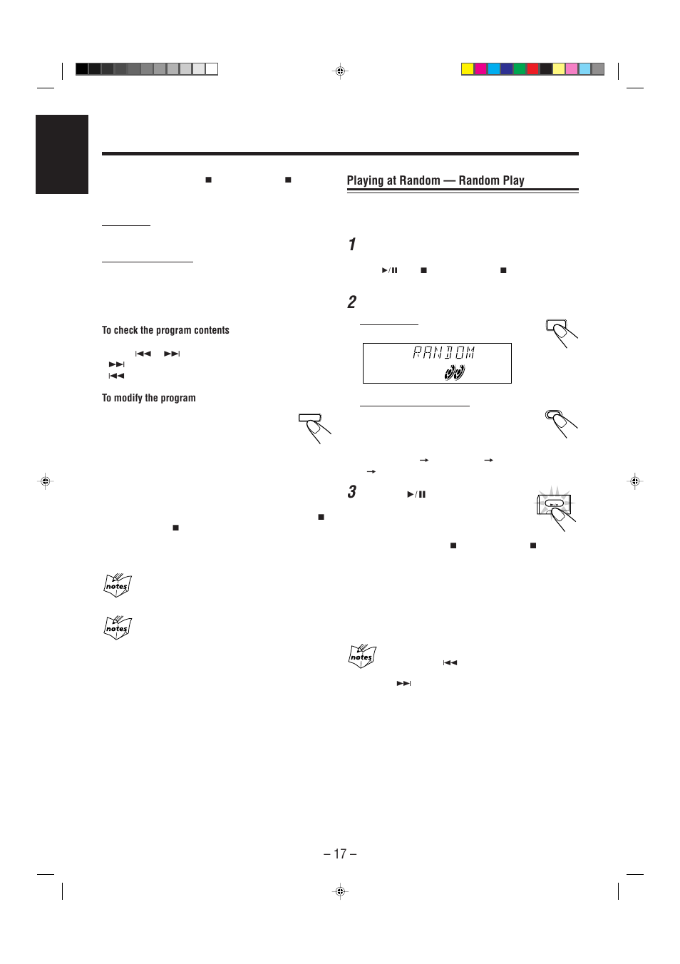 Playing at random — random play | JVC CA-MXJ206 User Manual | Page 20 / 32