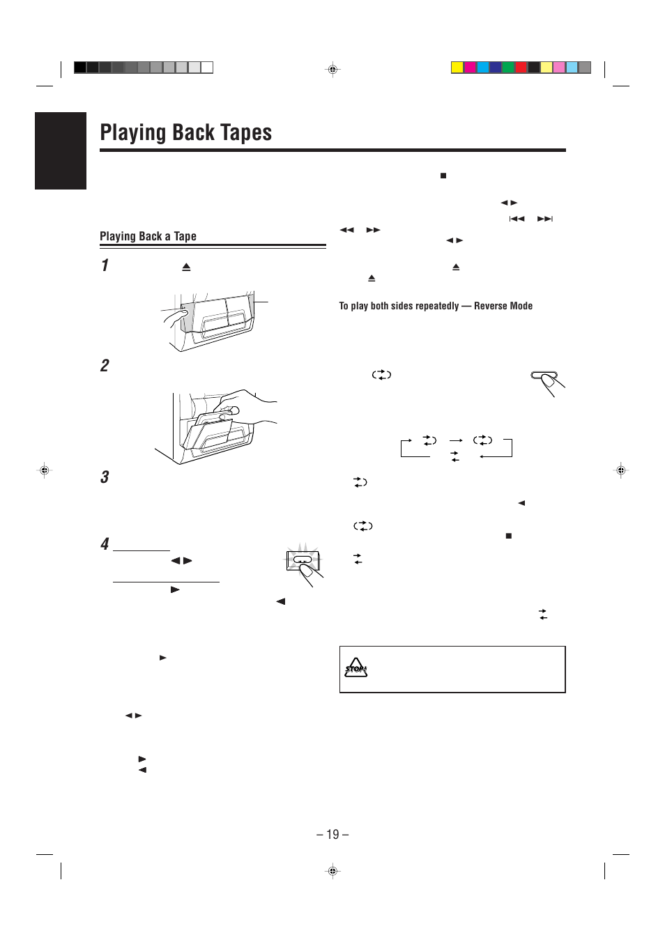 Playing back tapes | JVC CA-MXJ206 User Manual | Page 22 / 32