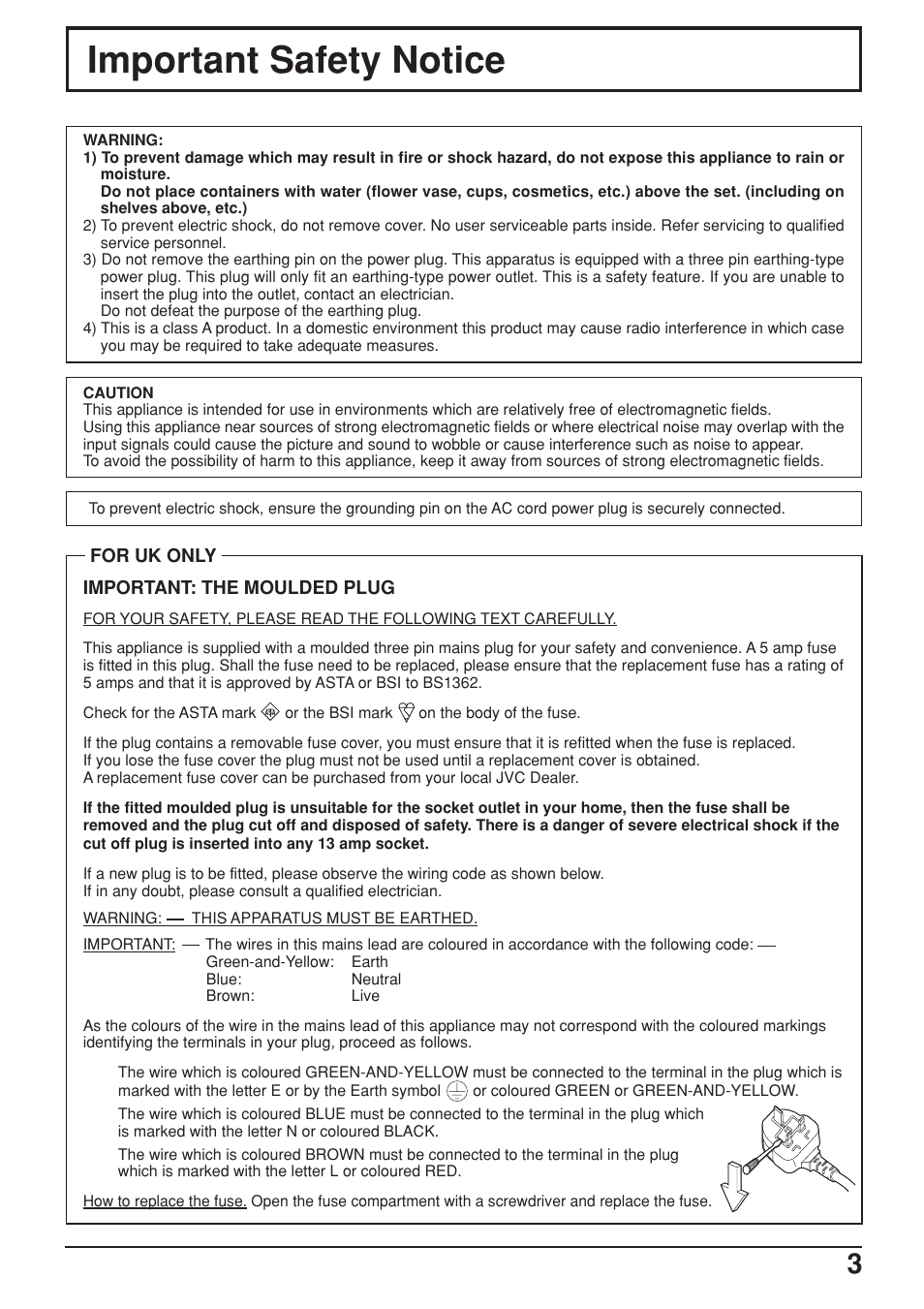 Important safety notice | JVC GD-V422PCE User Manual | Page 3 / 36