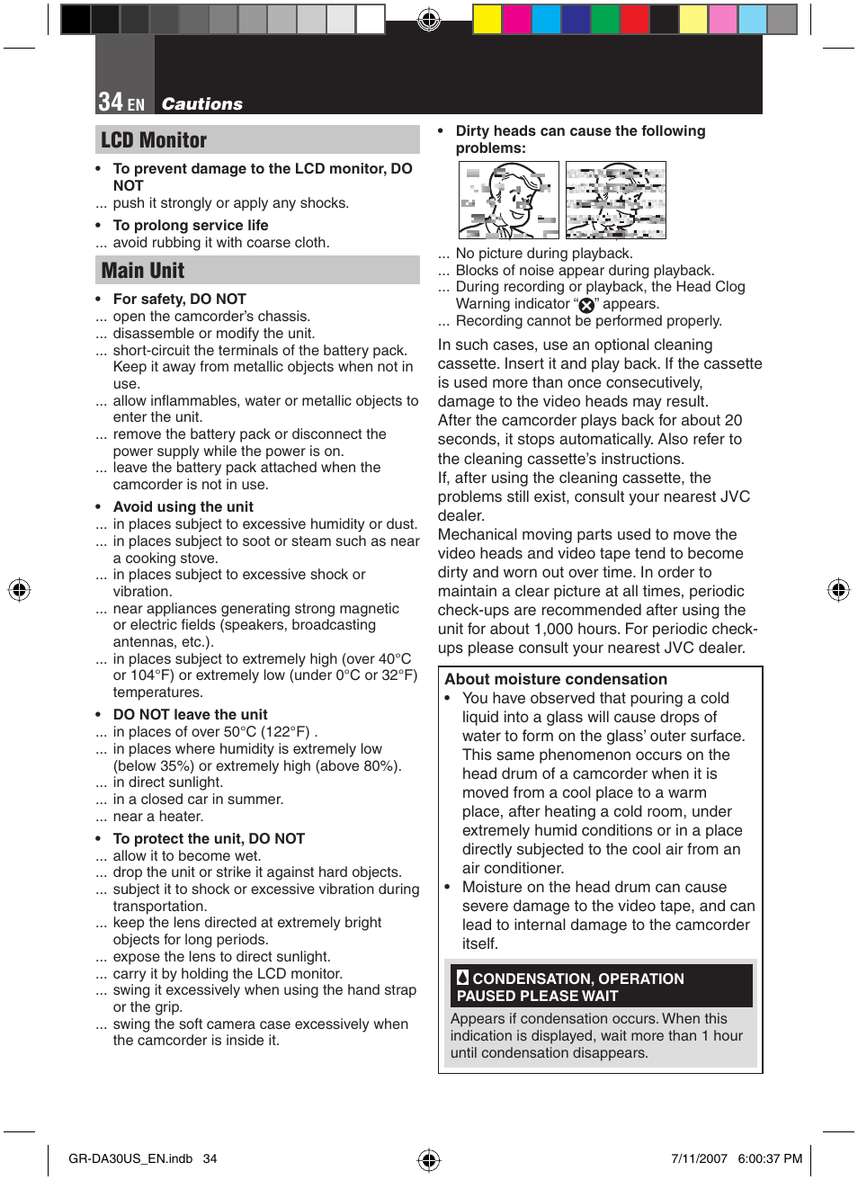 Lcd monitor, Main unit | JVC GR-DA30U User Manual | Page 34 / 39