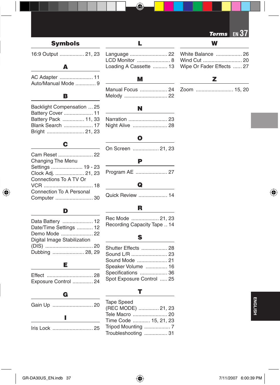 Terms | JVC GR-DA30U User Manual | Page 37 / 39