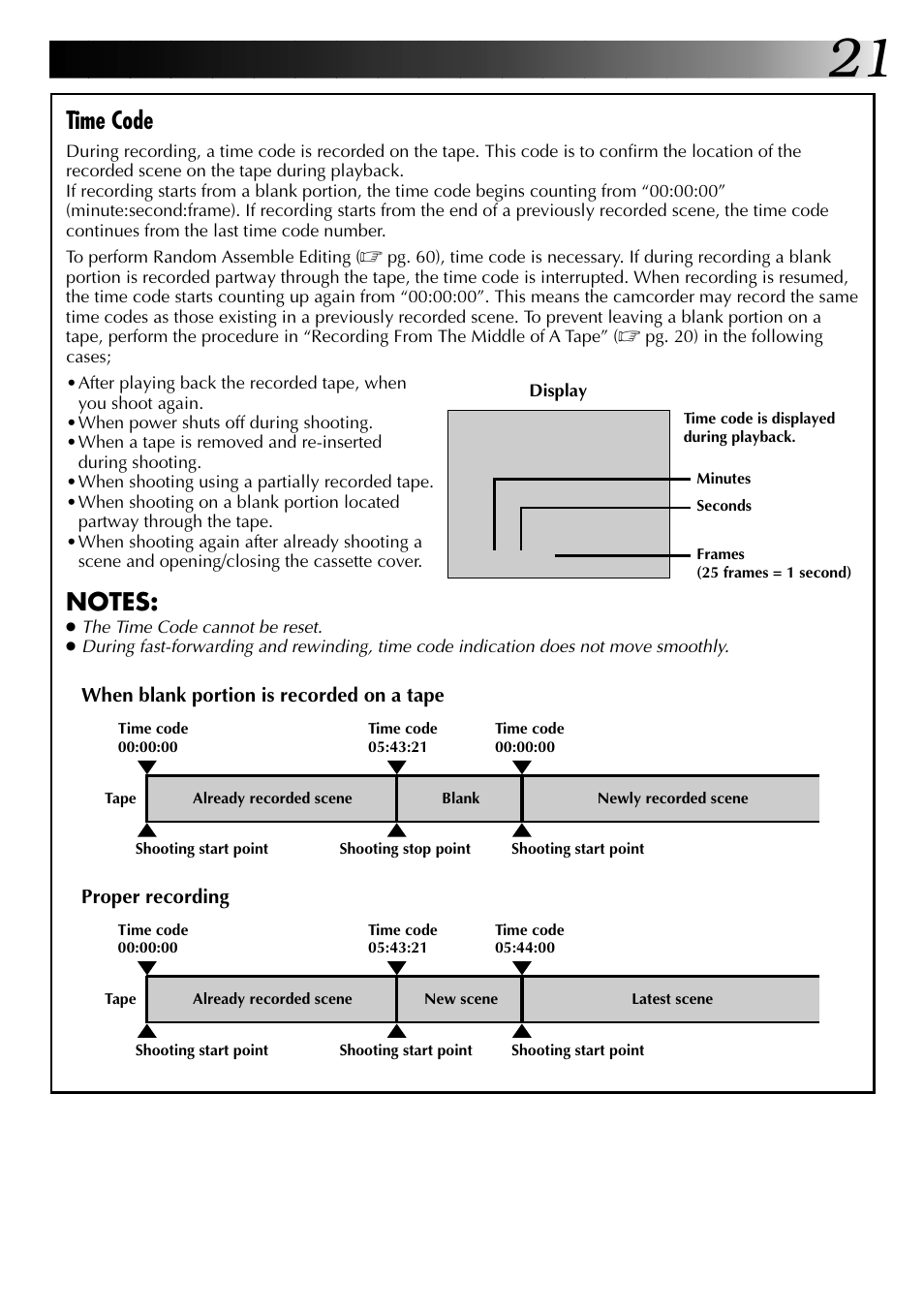 Time code | JVC 0997TOV*UN*SN User Manual | Page 21 / 84
