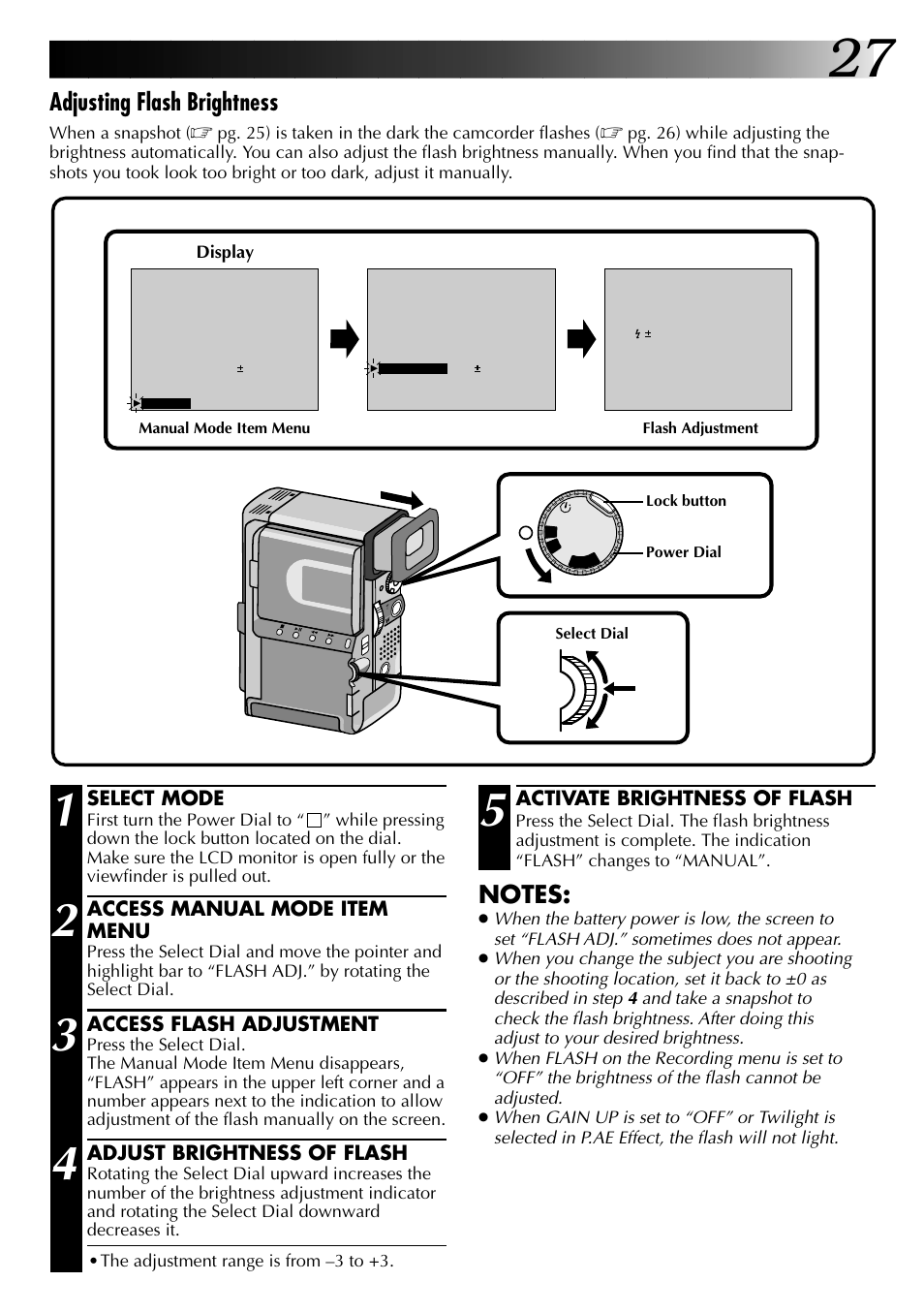 Adjusting flash brightness | JVC 0997TOV*UN*SN User Manual | Page 27 / 84
