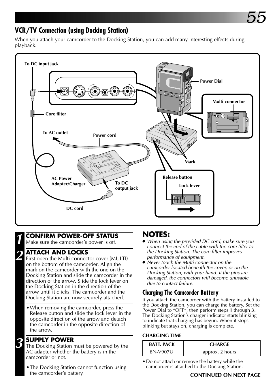 Vcr/tv connection (using docking station) | JVC 0997TOV*UN*SN User Manual | Page 55 / 84