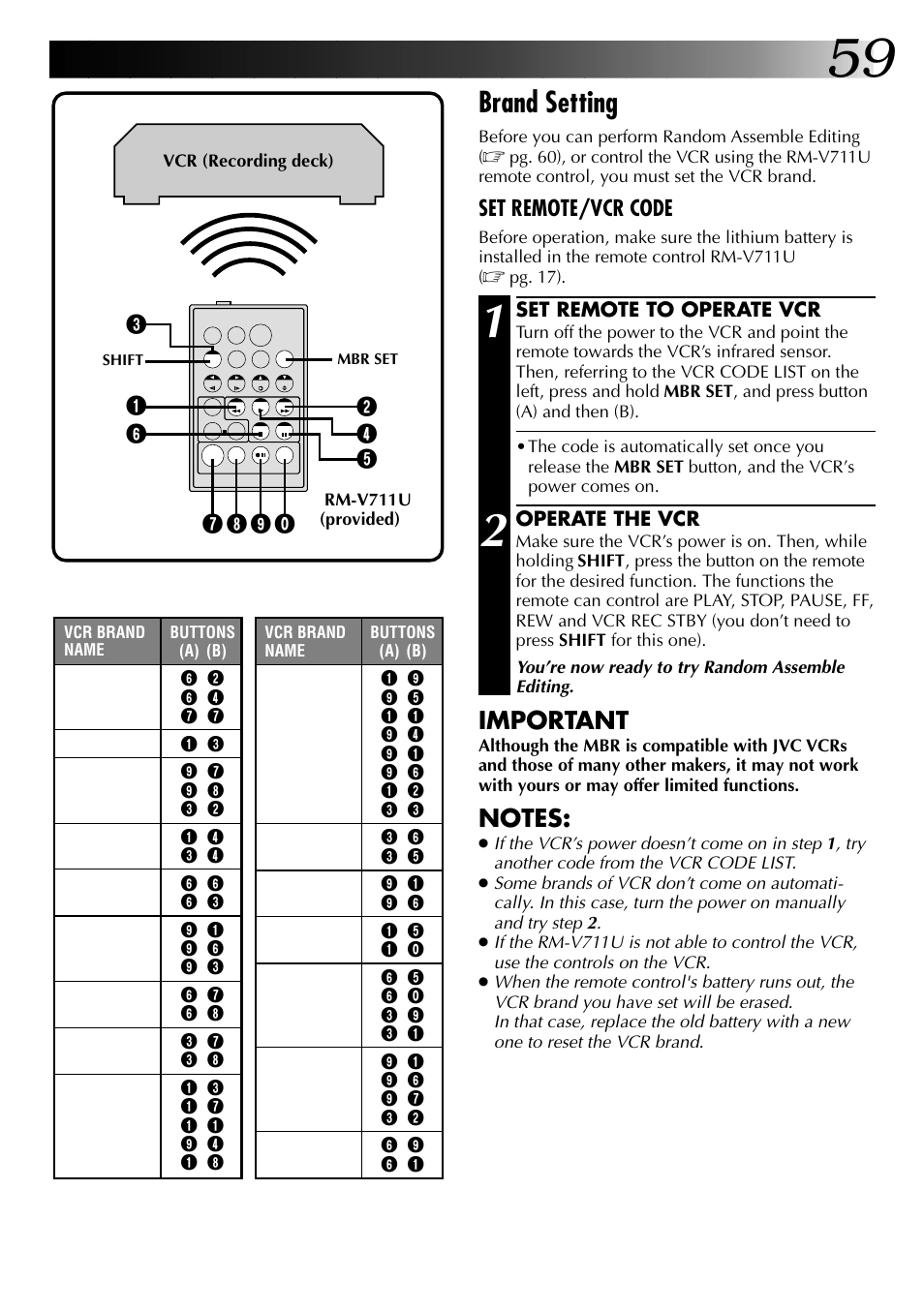 Brand setting, Important | JVC 0997TOV*UN*SN User Manual | Page 59 / 84