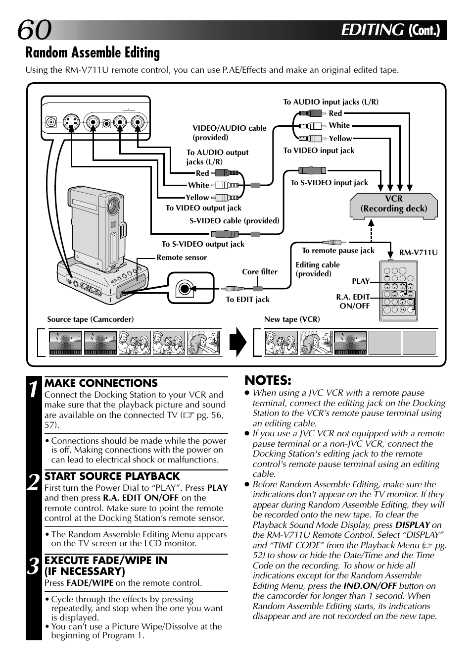 Editing, Cont.) random assemble editing | JVC 0997TOV*UN*SN User Manual | Page 60 / 84