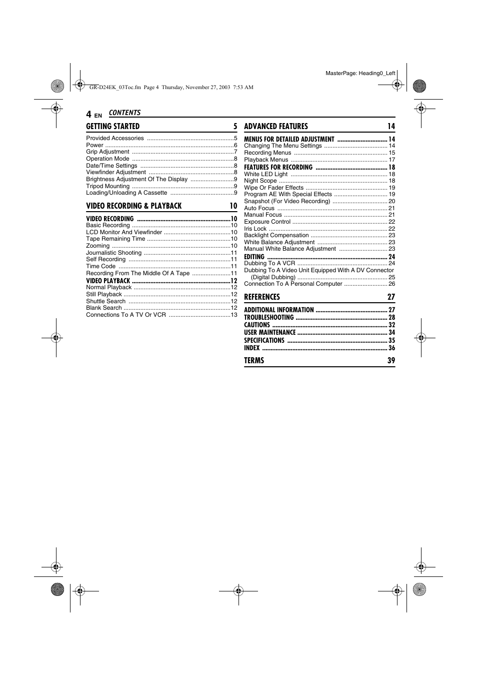 JVC Digital Video Camera GR-D24 User Manual | Page 4 / 40