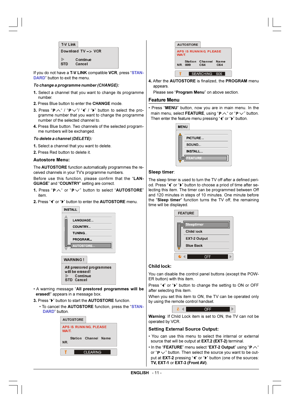 Feature menu | JVC 50051243 User Manual | Page 12 / 17