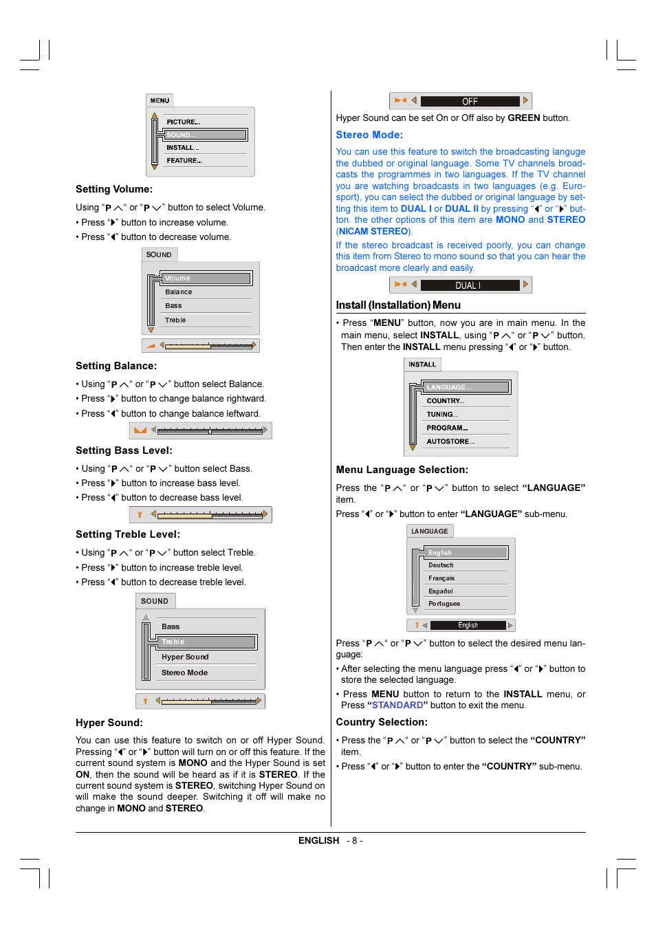 Install (installation) menu | JVC 50051243 User Manual | Page 9 / 17