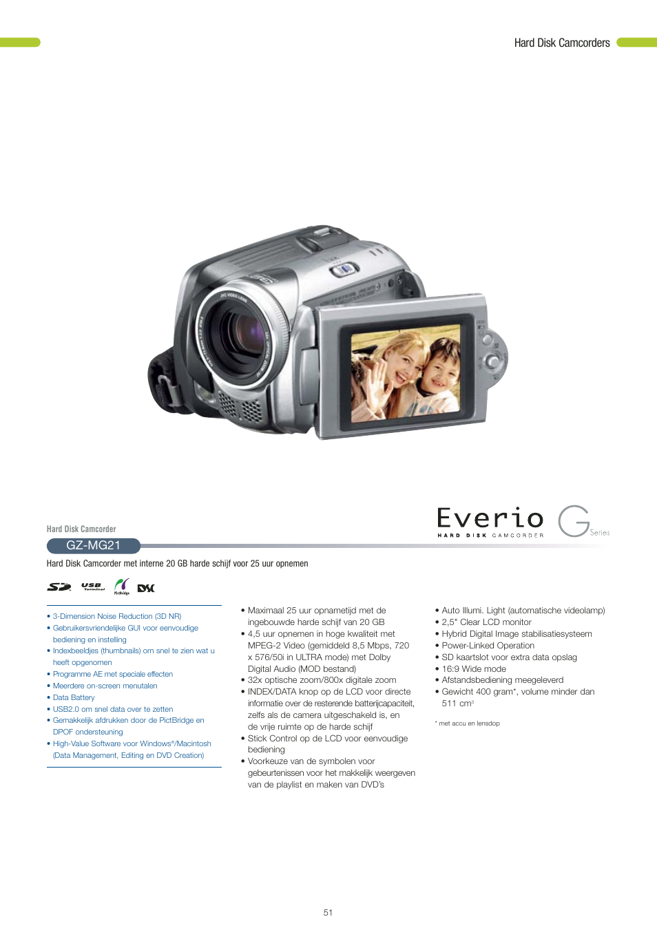 Hard disk camcorders, Gz-mg21 | JVC STYLE GR-D360 User Manual | Page 20 / 26