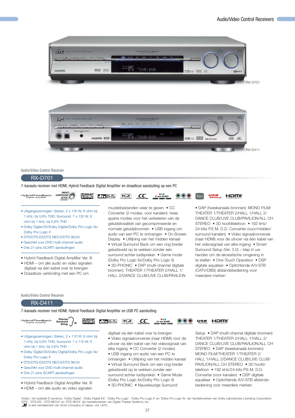 Audio/video control receivers, Rx-d701, Rx-d411 | JVC STYLE GR-D360 User Manual | Page 6 / 26