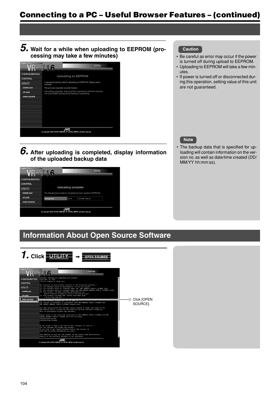 Information about open source software | JVC VR-716E User Manual | Page 104 / 118