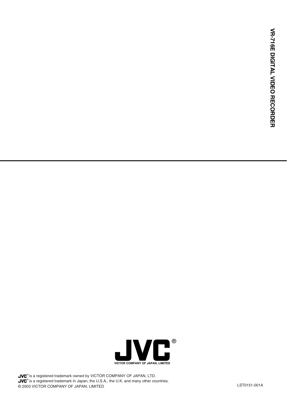 Vr-716e digital video recorder | JVC VR-716E User Manual | Page 118 / 118