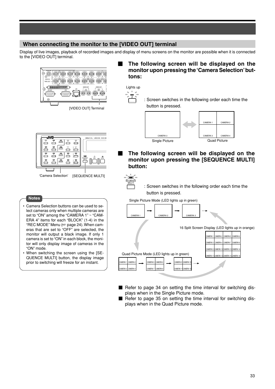 16 split screen display (led lights up in orange) | JVC VR-716E User Manual | Page 33 / 118