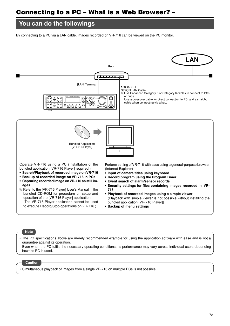 Connecting to a pc, What is a web browser, You can do the followings | JVC VR-716E User Manual | Page 73 / 118