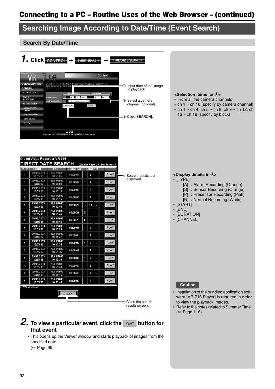 Search by date/time | JVC VR-716E User Manual | Page 92 / 118