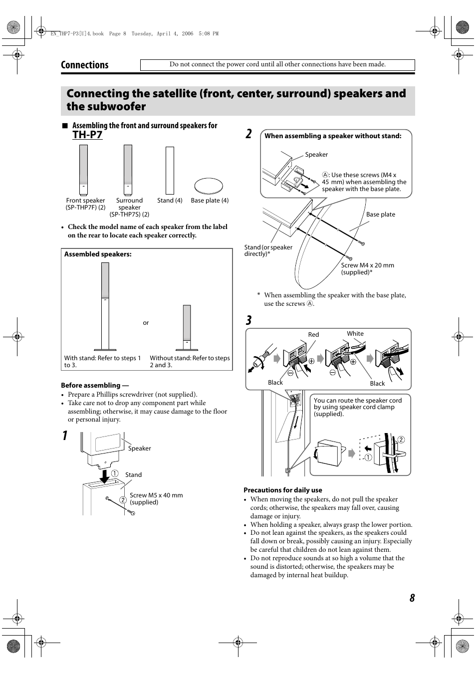 Connections, Th-p7 | JVC TH-G10 User Manual | Page 11 / 44