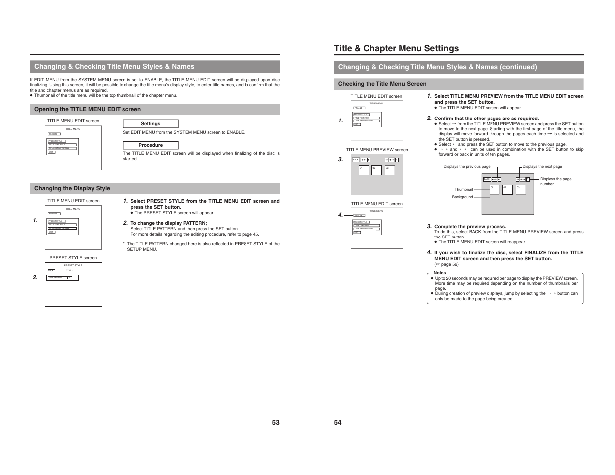 Title & chapter menu settings, 53 changing & checking title menu styles & names | JVC BD-X200U User Manual | Page 30 / 48