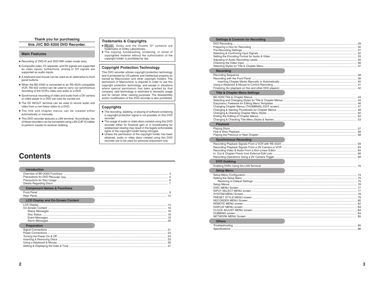 JVC BD-X200U User Manual | Page 4 / 48