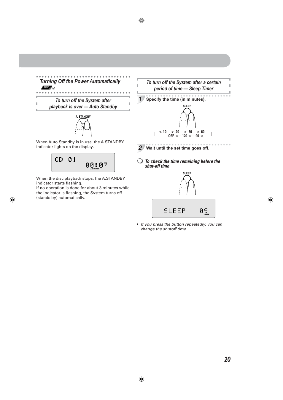 Turning off the power automatically | JVC CA-UXE15 User Manual | Page 23 / 33