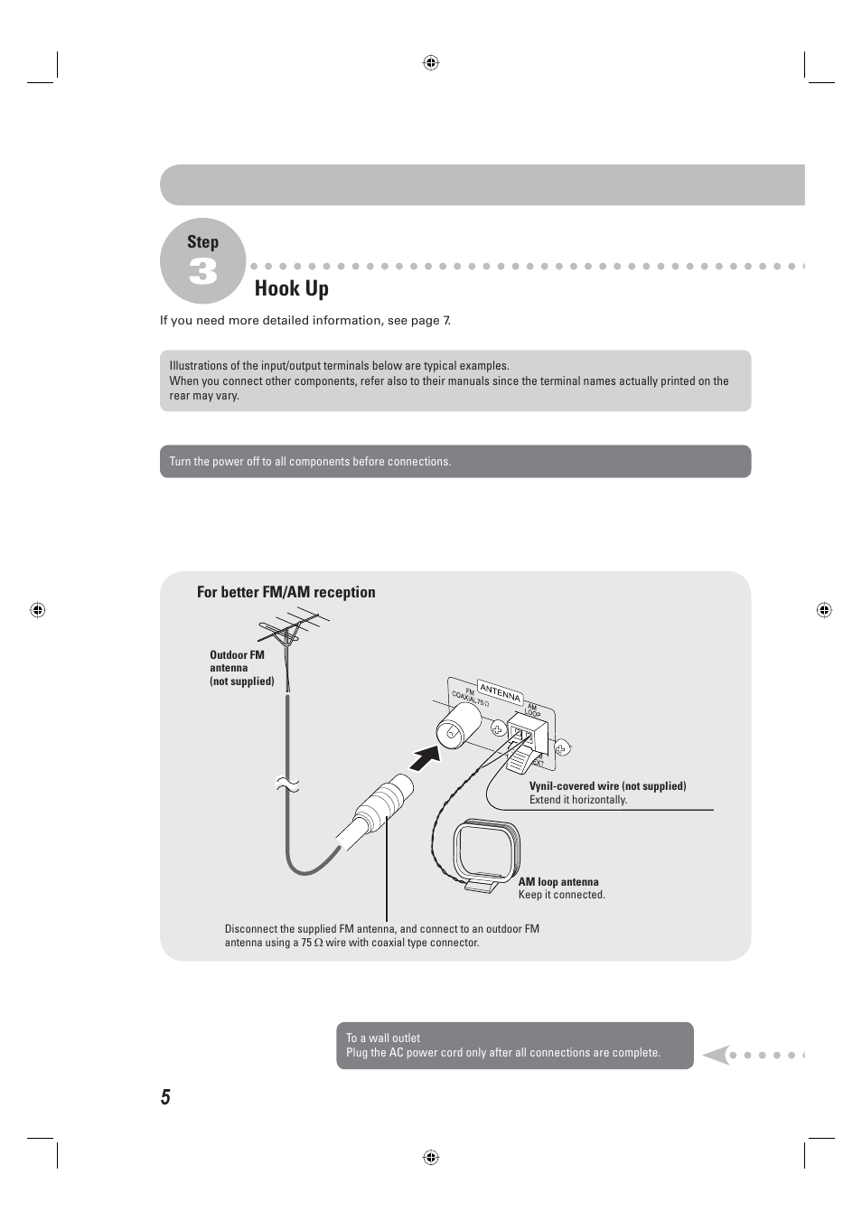 Step 3: hook up, Hook up | JVC CA-UXE15 User Manual | Page 8 / 33