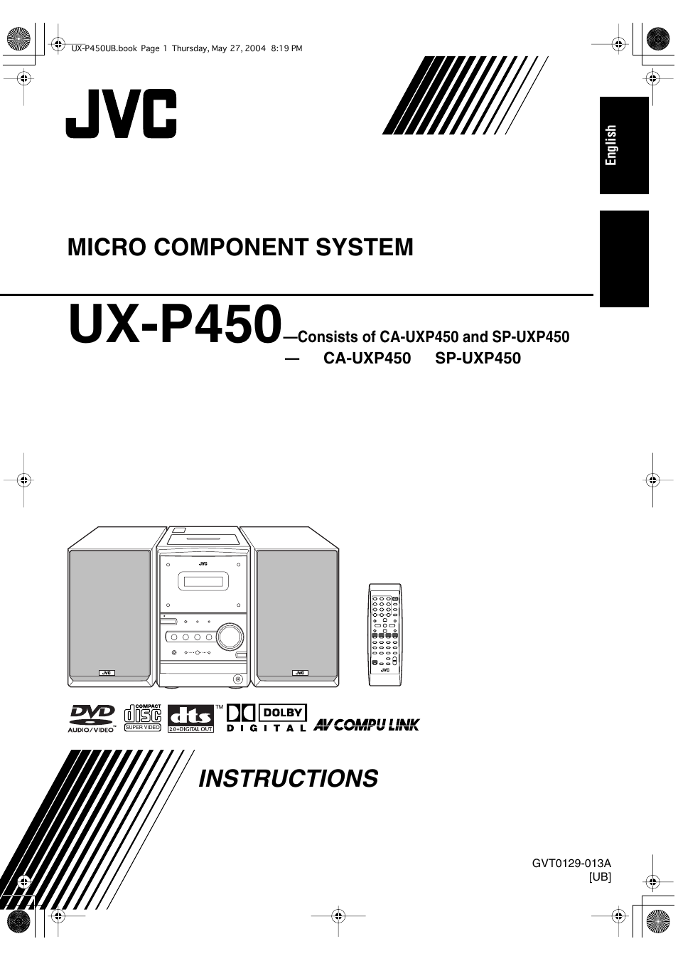 Ub version, Ux-p450, Micro component system | Instructions | JVC UX-P450 User Manual | Page 101 / 198