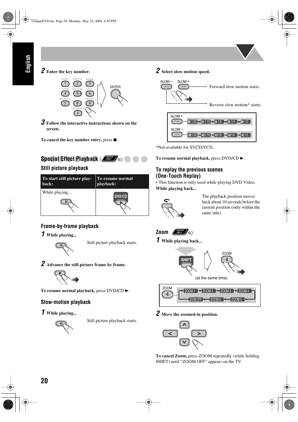 English, Special effect playback | JVC UX-P450 User Manual | Page 122 / 198