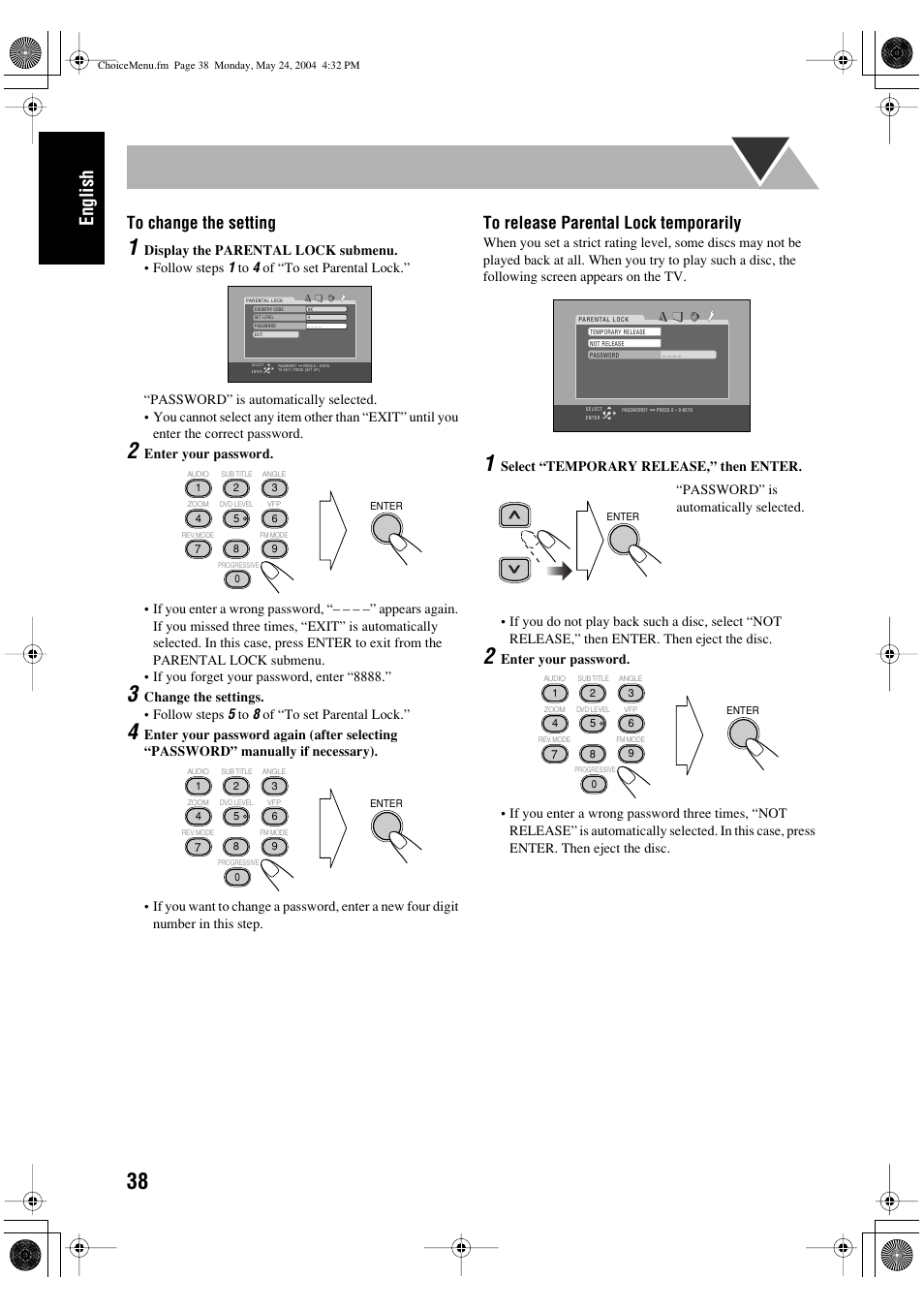 English, Password” is automatically selected | JVC UX-P450 User Manual | Page 140 / 198