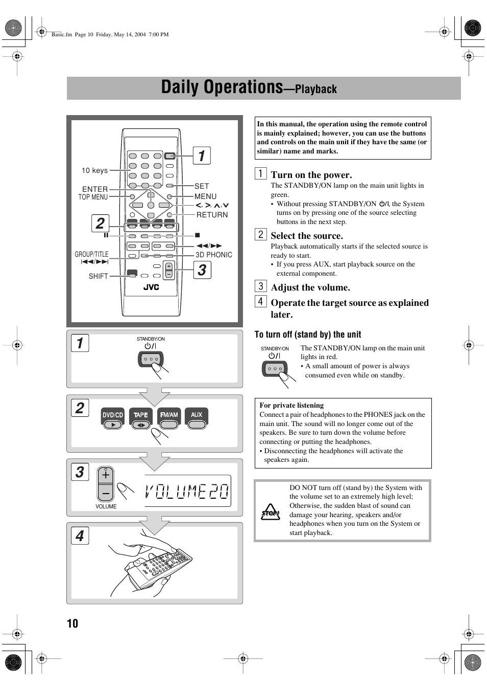 Daily operations —playback, Daily operations, Playback | JVC UX-P450 User Manual | Page 161 / 198