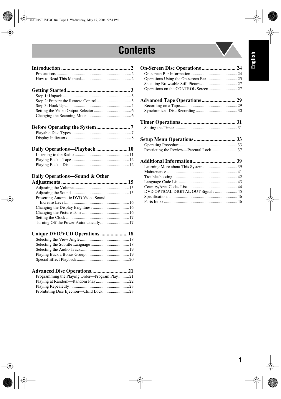 JVC UX-P450 User Manual | Page 3 / 198