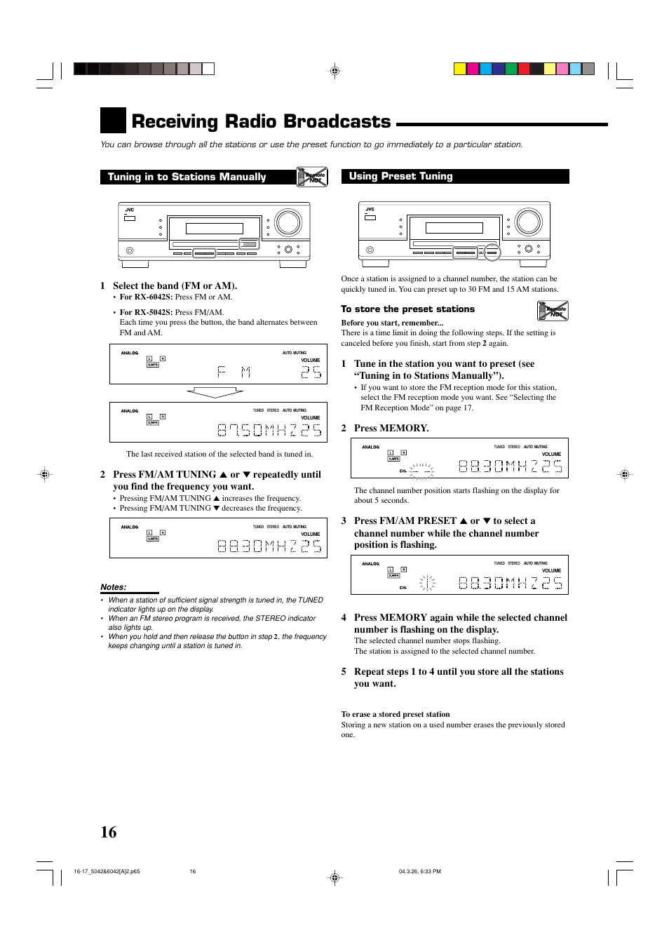 Receiving radio broadcasts, Using preset tuning | JVC 0404RYMMDWJEIN User Manual | Page 18 / 42