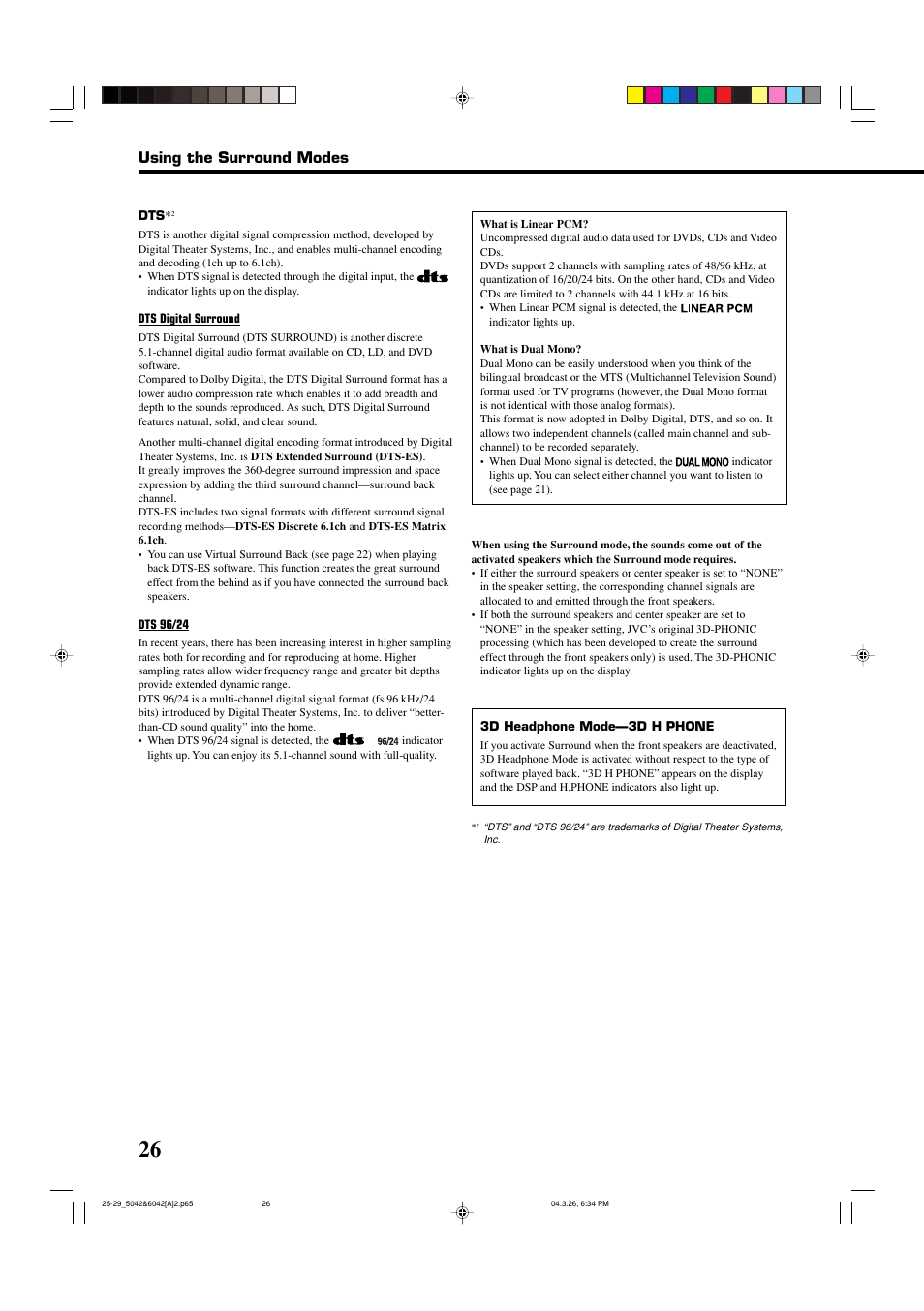 Using the surround modes | JVC 0404RYMMDWJEIN User Manual | Page 28 / 42