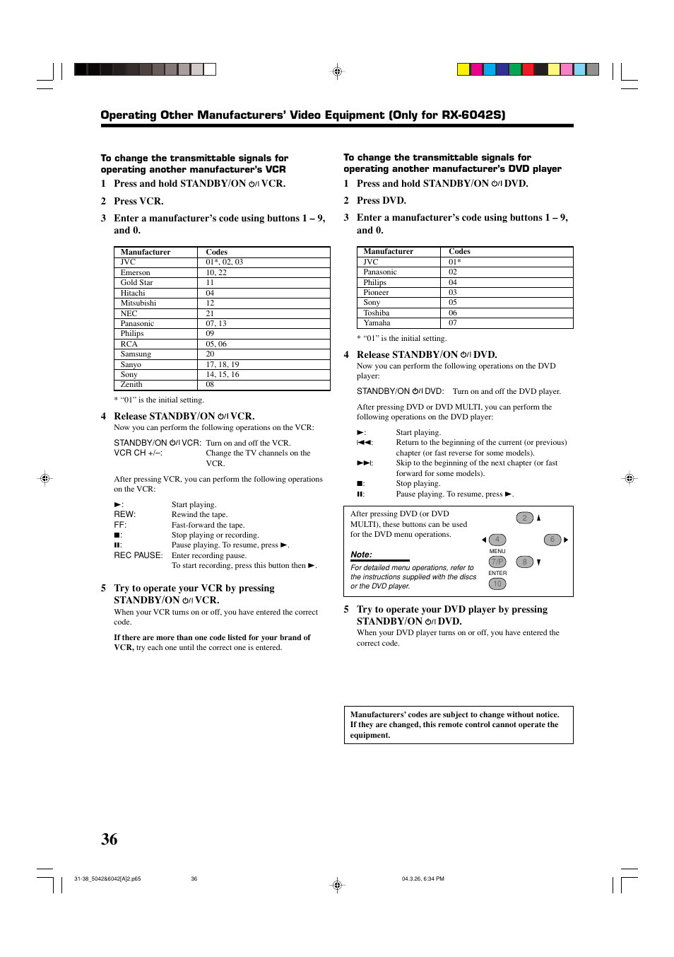 JVC 0404RYMMDWJEIN User Manual | Page 38 / 42