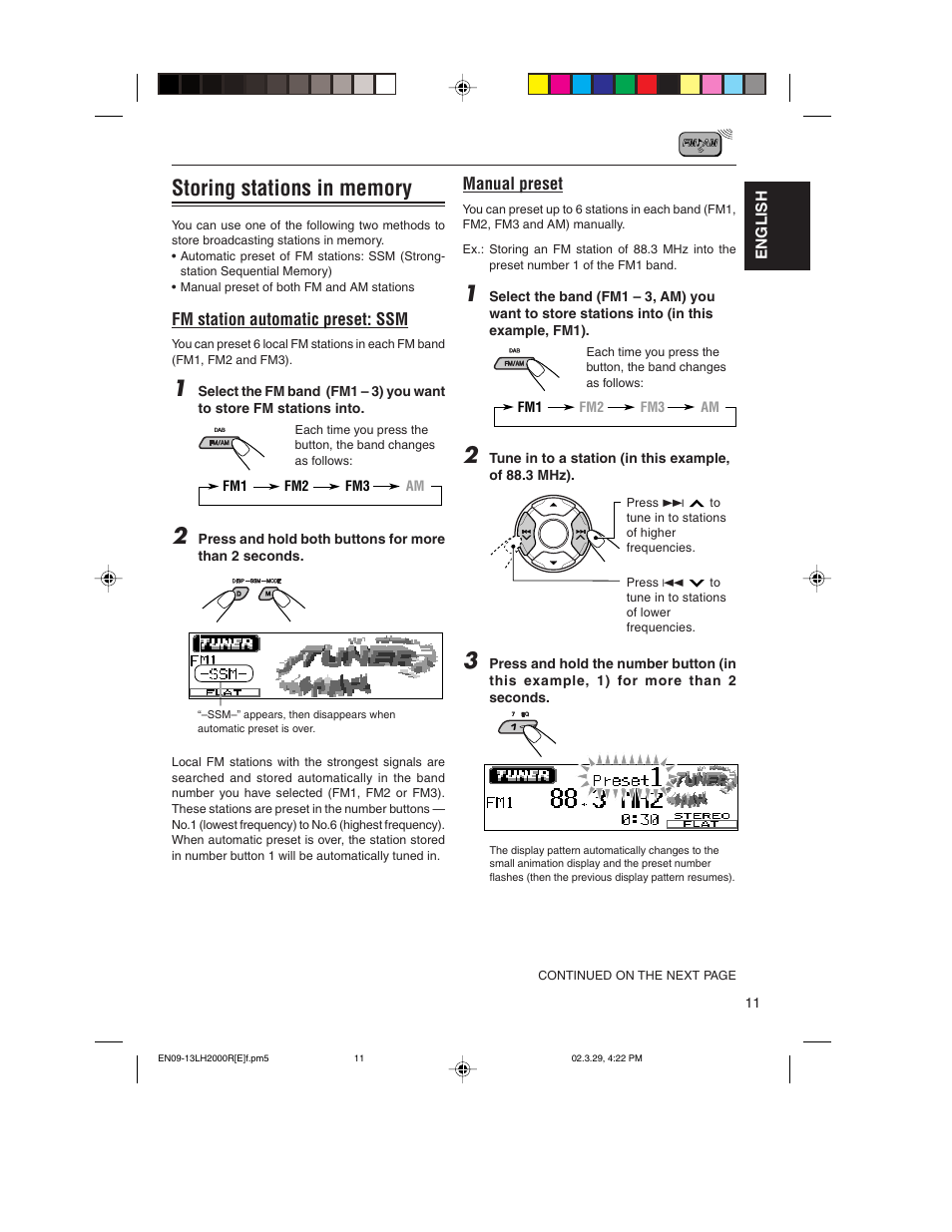 Storing stations in memory | JVC KD-LH2000R User Manual | Page 11 / 58