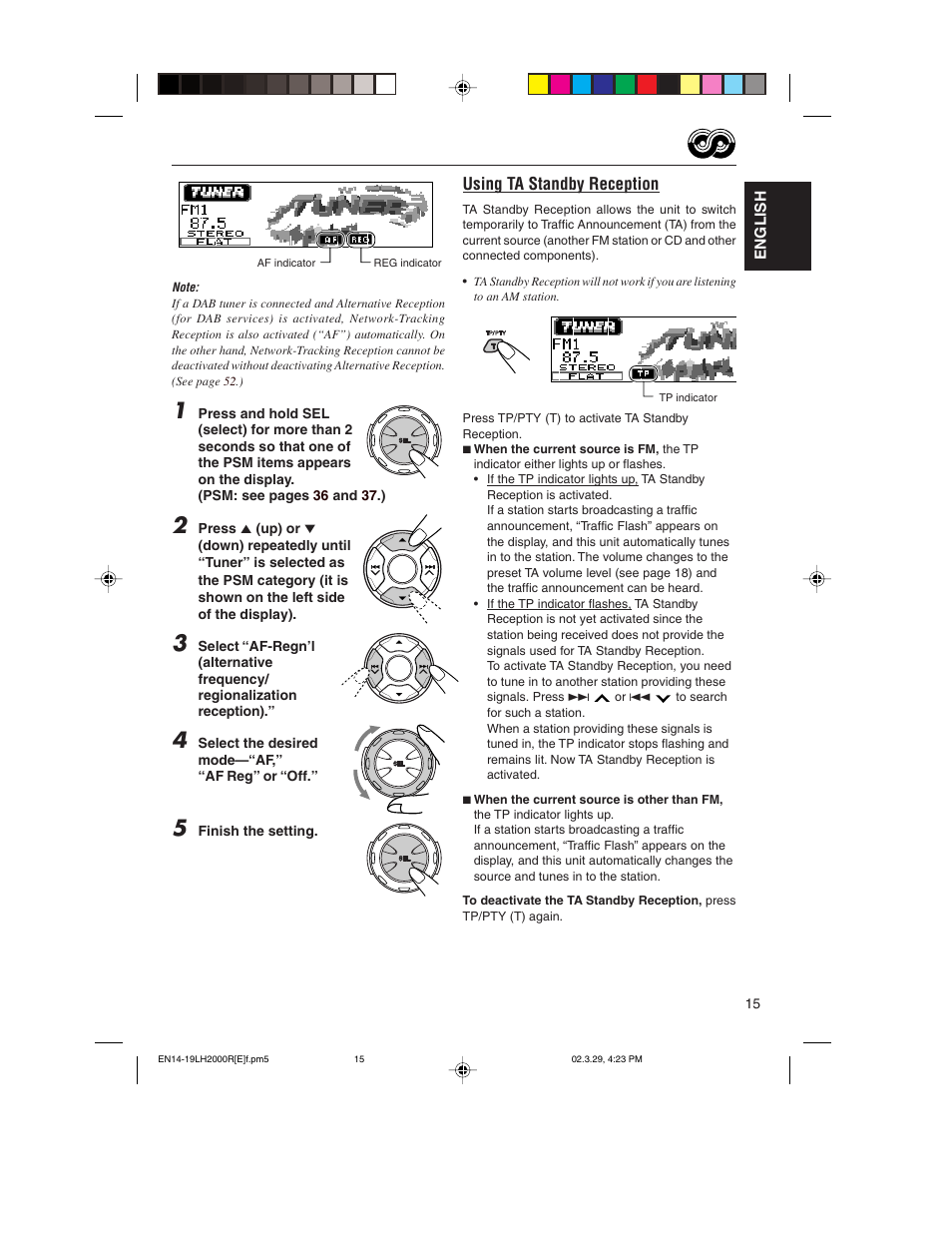 Using ta standby reception | JVC KD-LH2000R User Manual | Page 15 / 58