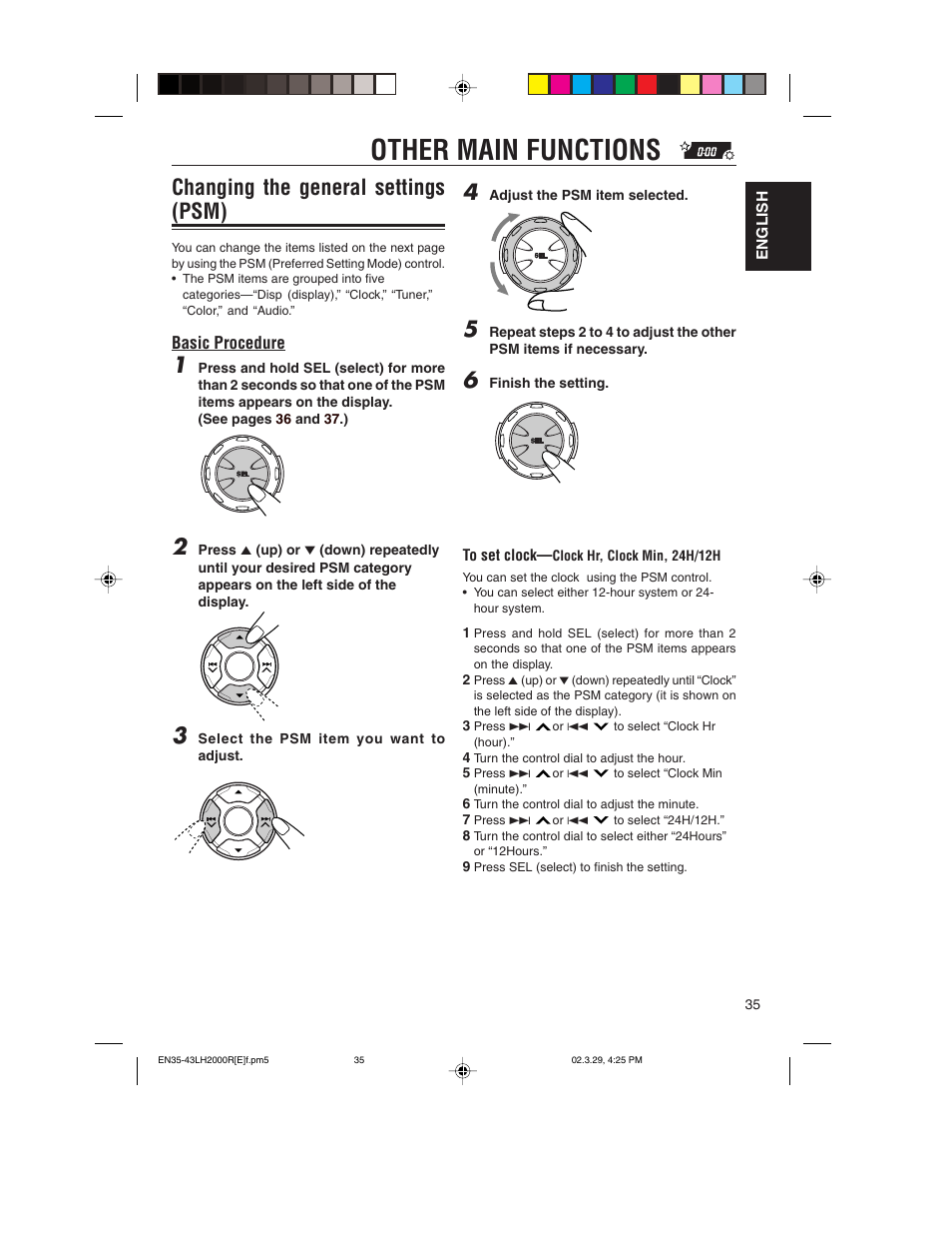 Other main functions, Changing the general settings (psm) | JVC KD-LH2000R User Manual | Page 35 / 58