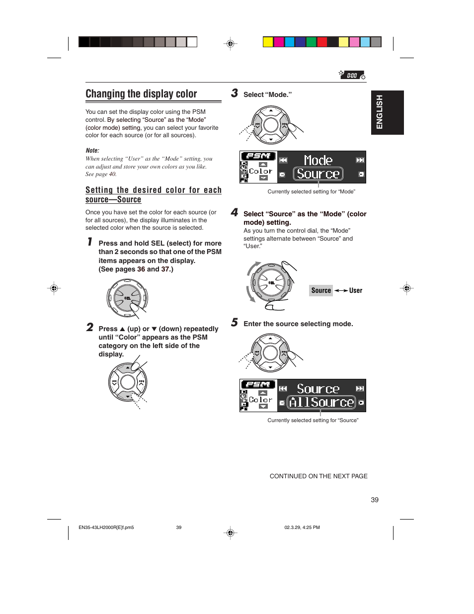 Changing the display color | JVC KD-LH2000R User Manual | Page 39 / 58