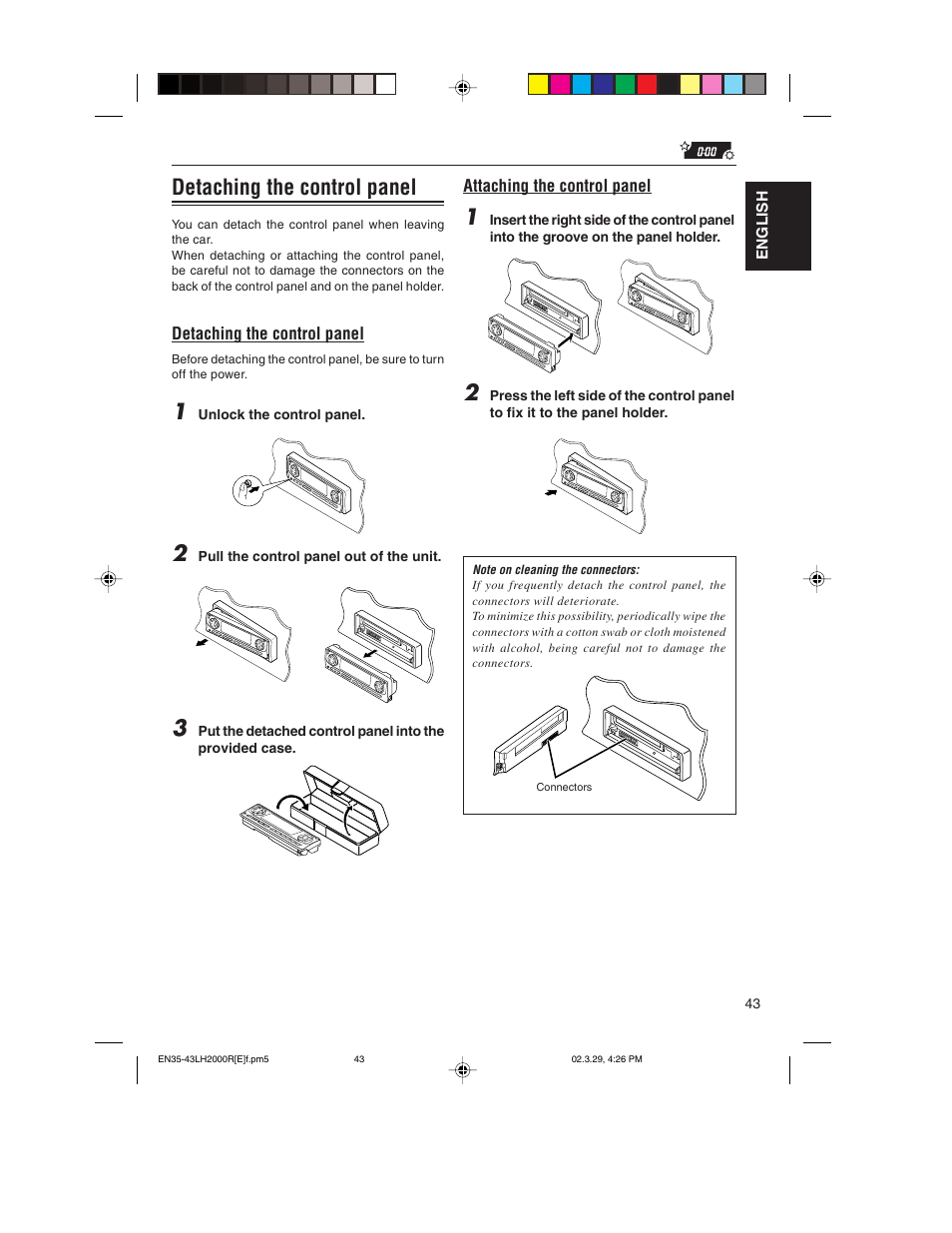 Detaching the control panel | JVC KD-LH2000R User Manual | Page 43 / 58