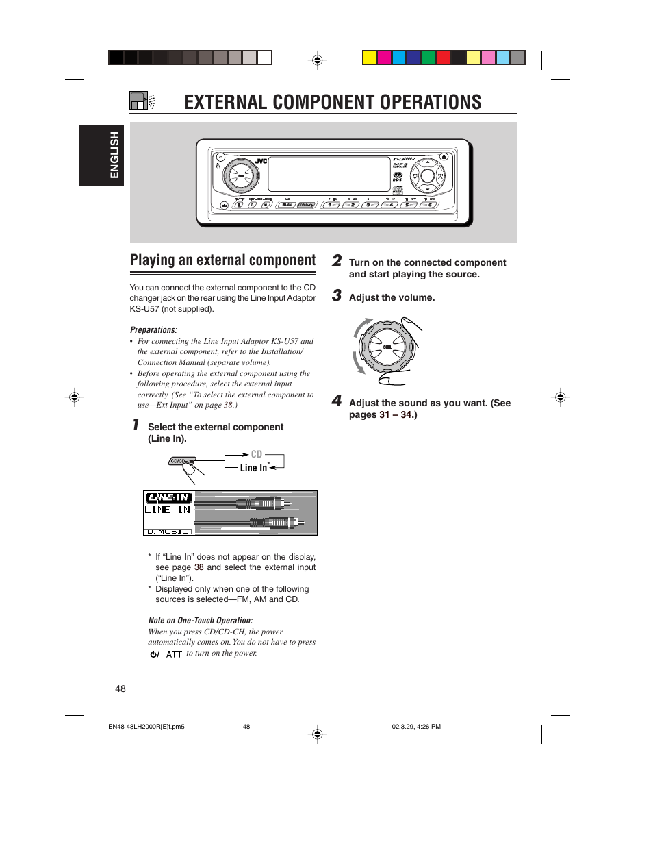 External component operations, Playing an external component | JVC KD-LH2000R User Manual | Page 48 / 58