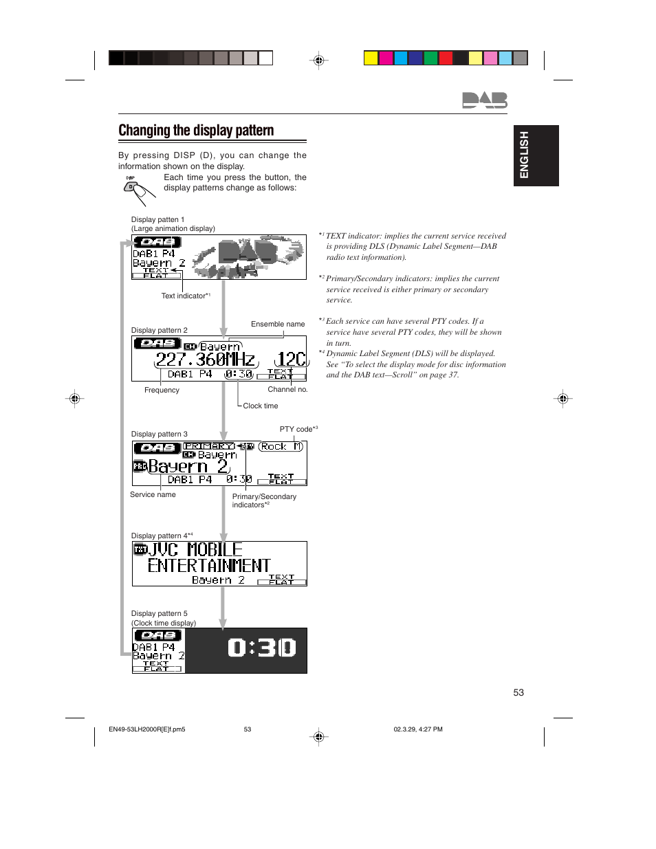 Changing the display pattern, English | JVC KD-LH2000R User Manual | Page 53 / 58