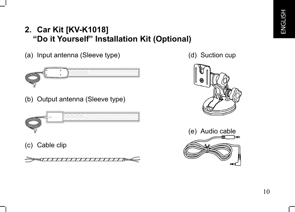 Car kit [kv-k1018, Do it yourself” installation kit (optional) | JVC KT-HDP1 User Manual | Page 11 / 38