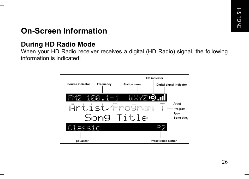 On-screen information, During hd radio mode | JVC KT-HDP1 User Manual | Page 27 / 38