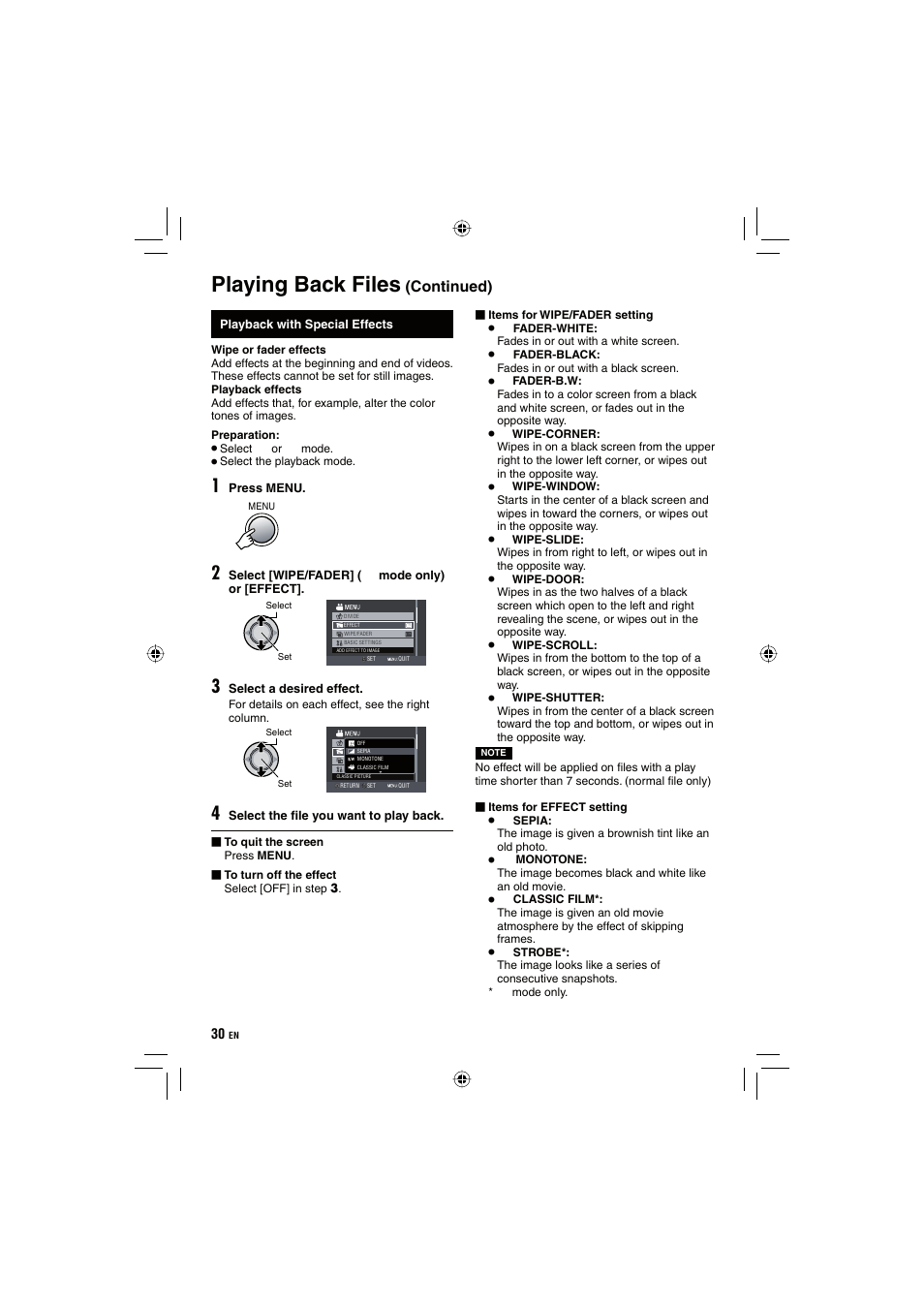 Playing back files, Continued) | JVC Everio GZ-HD10 User Manual | Page 30 / 68