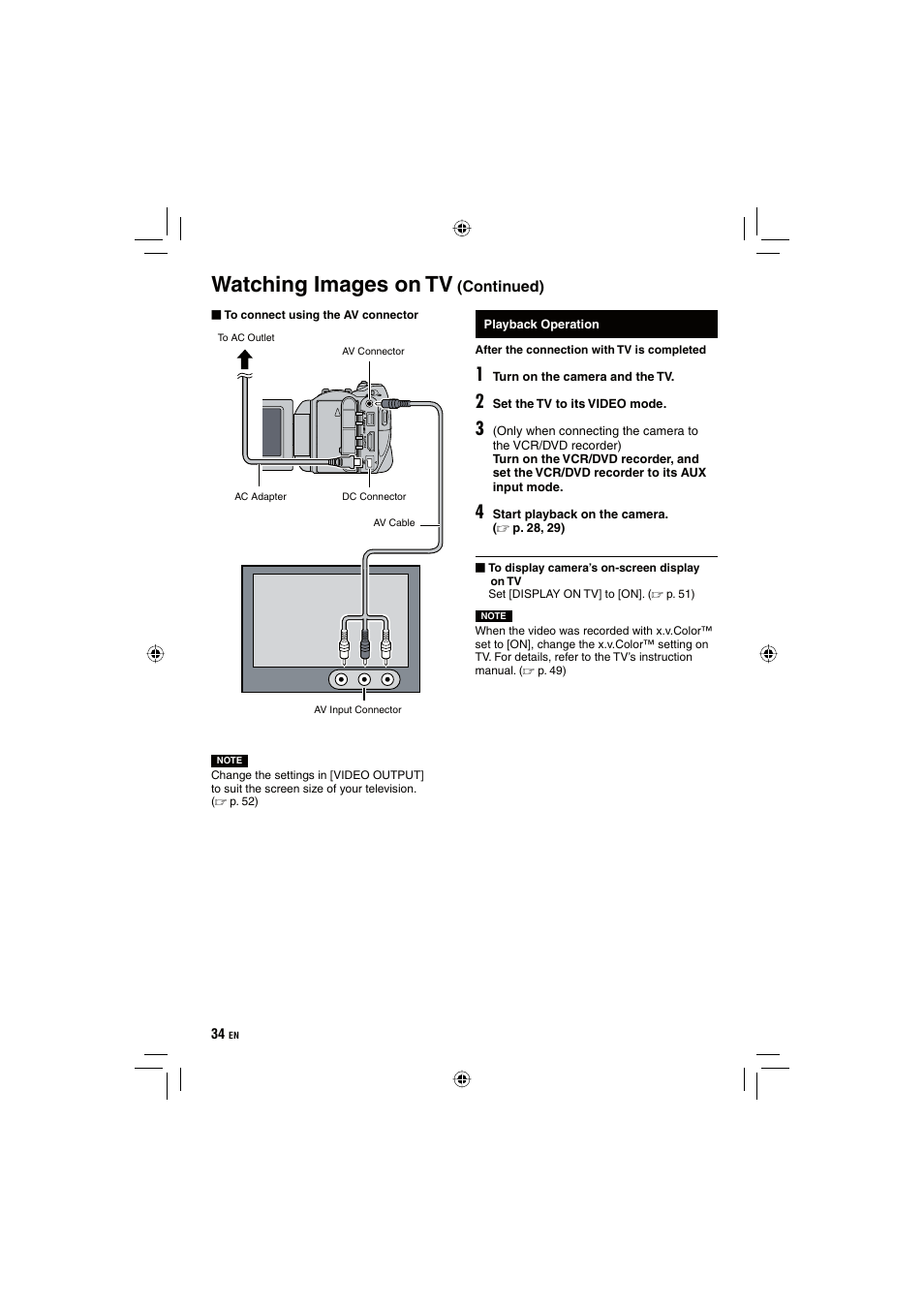 Watching images on tv | JVC Everio GZ-HD10 User Manual | Page 34 / 68