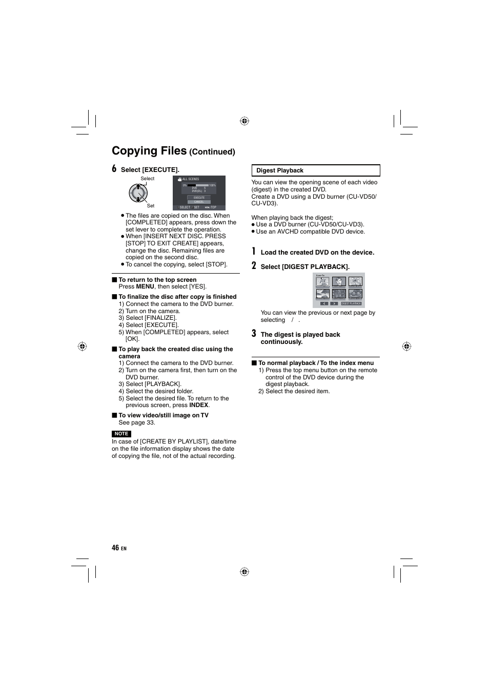 Copying files, Continued) | JVC Everio GZ-HD10 User Manual | Page 46 / 68