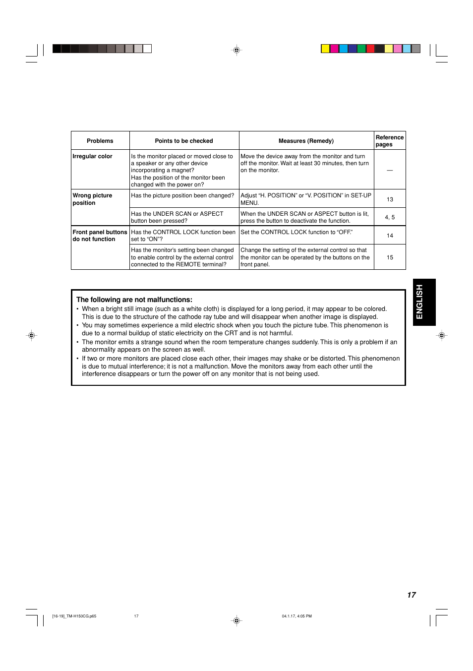 English | JVC TM-H150CG User Manual | Page 18 / 21