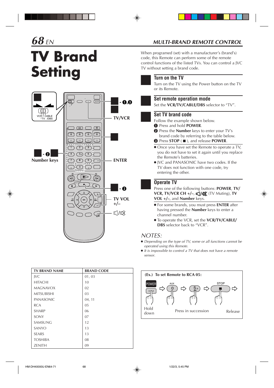 Tv brand setting | JVC HD-DH40000U User Manual | Page 68 / 92