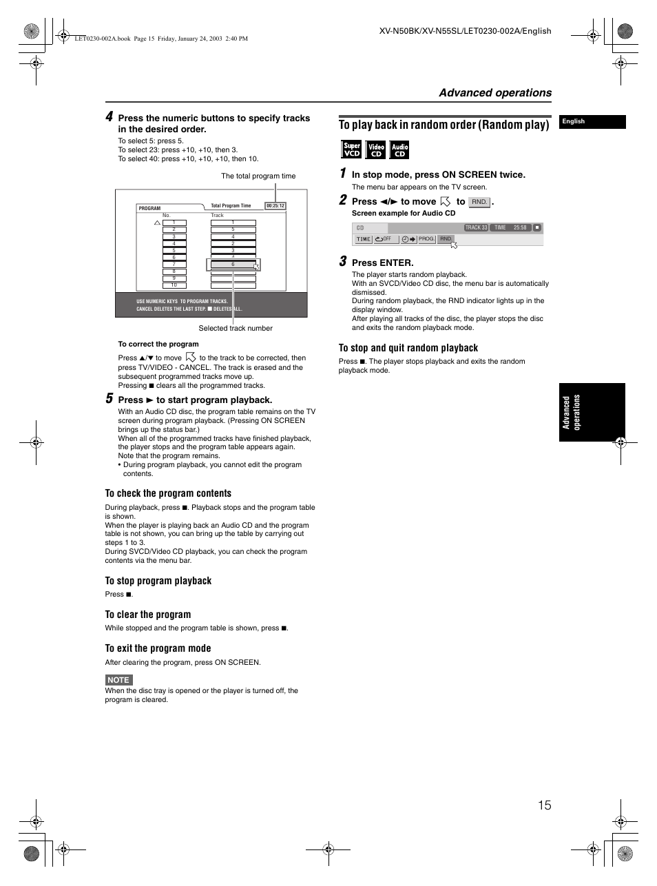 Advanced operations | JVC XV-N50BK User Manual | Page 17 / 41