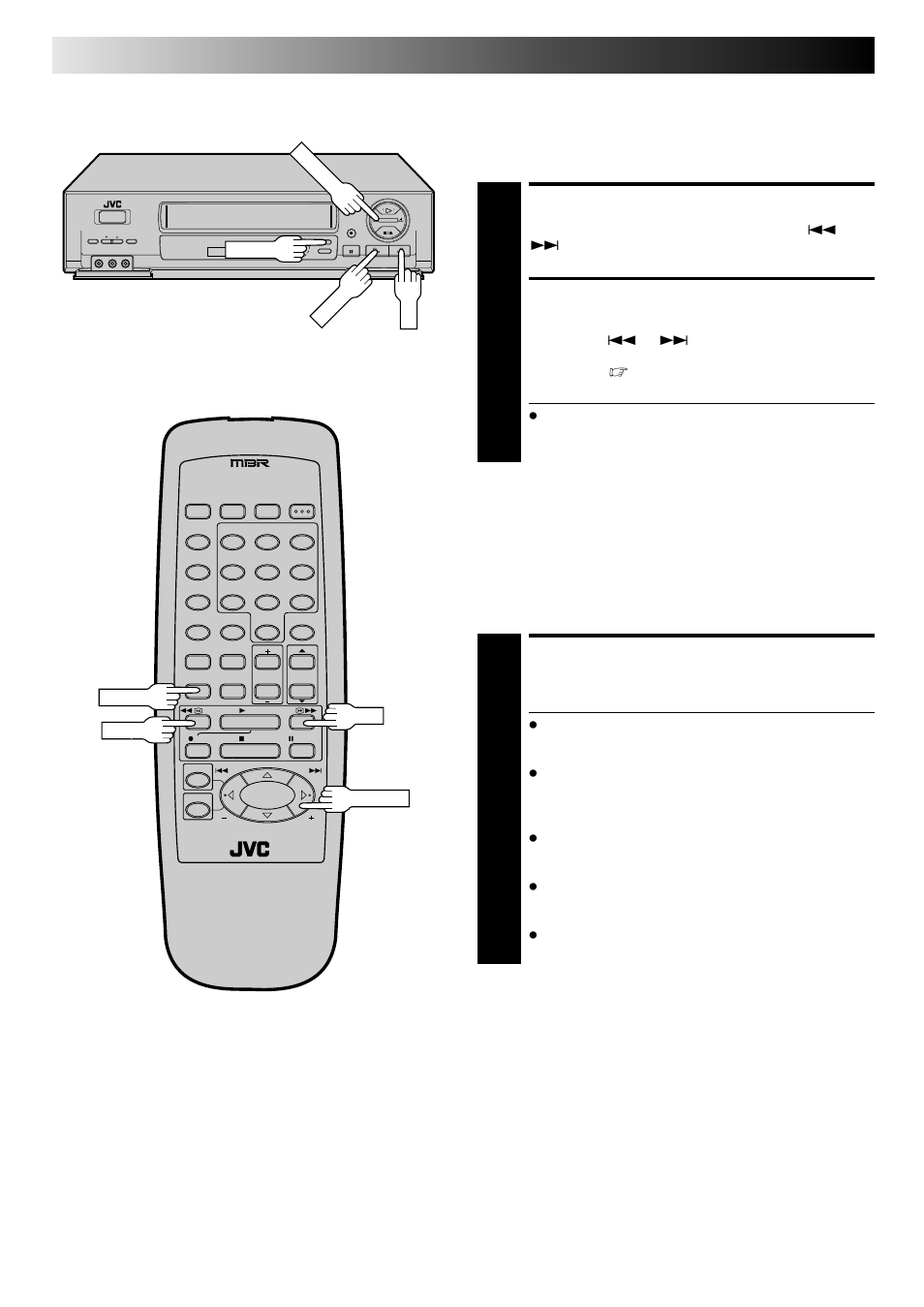 Start search, Access distant code, Activate instant review | Playback and recording features (cont.), Index search, Instant review | JVC HR-DD740U User Manual | Page 30 / 68