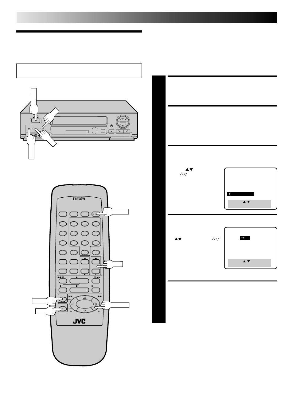 Auto picture, Turn on the vcr, Access main menu screen | Access auto picture screen, Select mode, Return to normal screen, Playback and recording features (cont.), Preparation | JVC HR-DD740U User Manual | Page 34 / 68